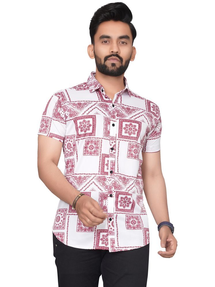     			SUR-T Elastane Regular Fit Printed Half Sleeves Men's Casual Shirt - Red ( Pack of 1 )