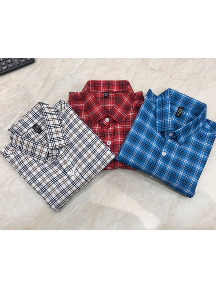     			TOROLY Cotton Blend Slim Fit Checks Full Sleeves Men's Casual Shirt - Multicolor ( Pack of 3 )