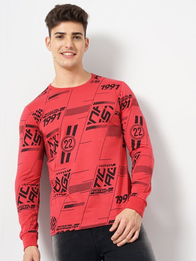     			The Indian Garage Co. Cotton Blend Regular Fit Printed Full Sleeves Men's Round T-Shirt - Red ( Pack of 1 )