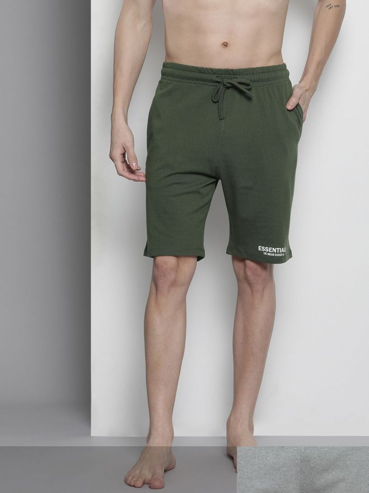     			The Indian Garage Co. Olive Cotton Blend Men's Shorts ( Pack of 2 )