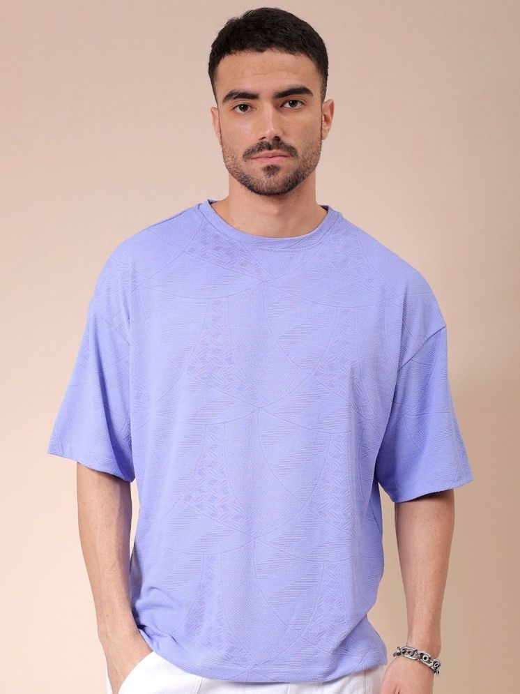     			The Indian Garage Co. Polyester Oversized Fit Solid Half Sleeves Men's Round T-Shirt - Lavender ( Pack of 1 )