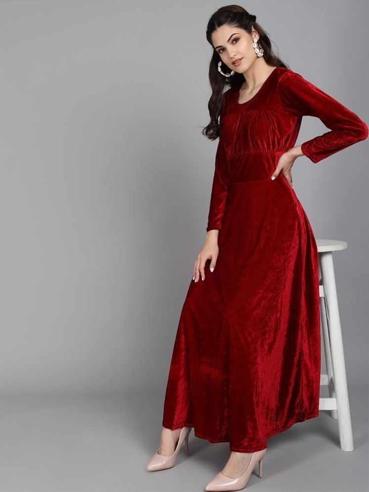     			Westchic Velvet Solid Full Length Women's Gown - Red ( Pack of 1 )