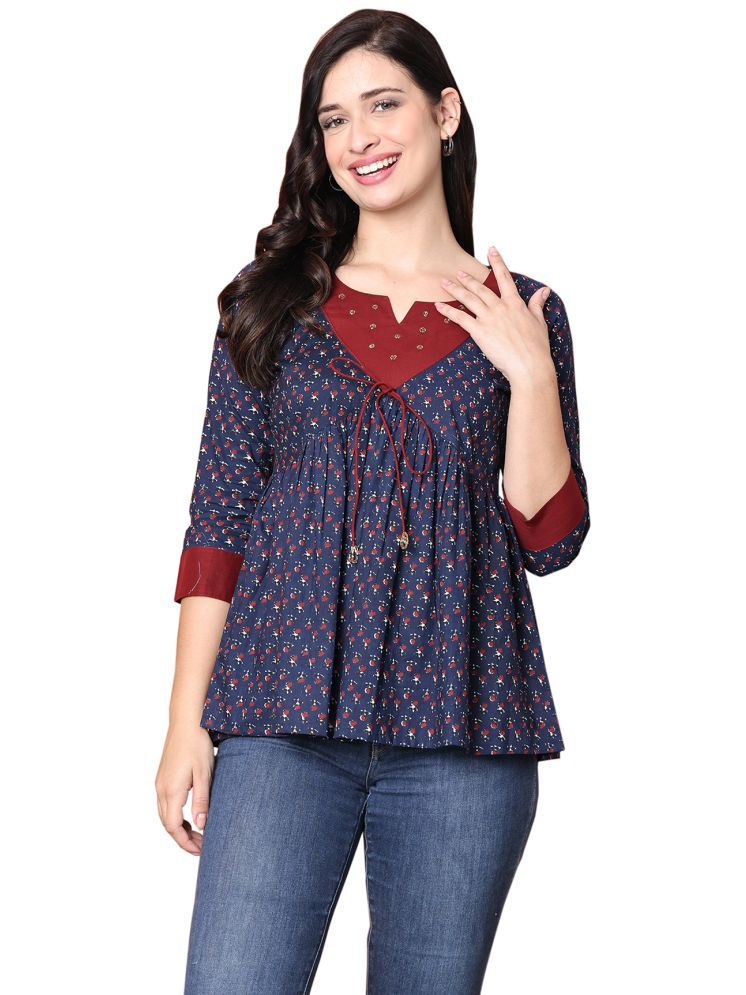     			wonder weave Navy Blue Cotton Women's Regular Top ( Pack of 1 )