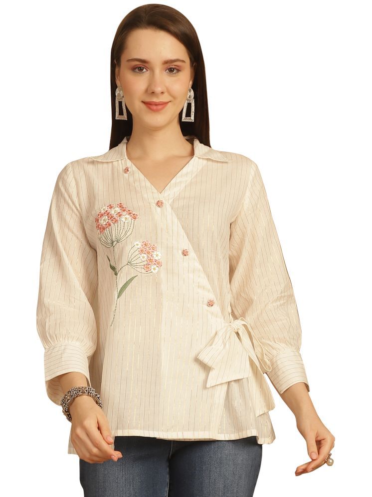     			wonder weave Pack of 1 Cotton Embroidered A-line Women's Kurti - ( Off White )