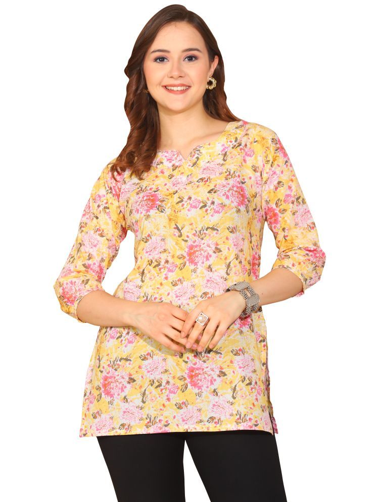     			wonder weave Yellow Cotton Women's Tunic ( Pack of 1 )