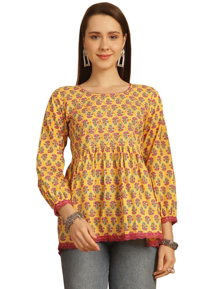     			wonder weave Yellow Cotton Women's Regular Top ( Pack of 1 )