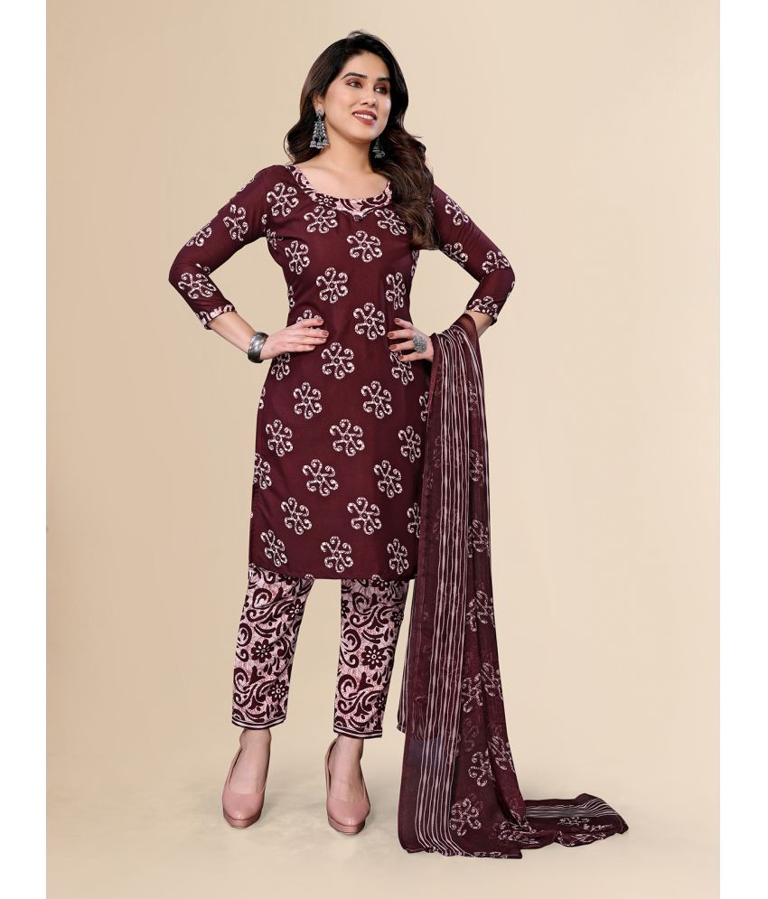     			Anand Unstitched Crepe Printed Dress Material - Brown ( Pack of 1 )