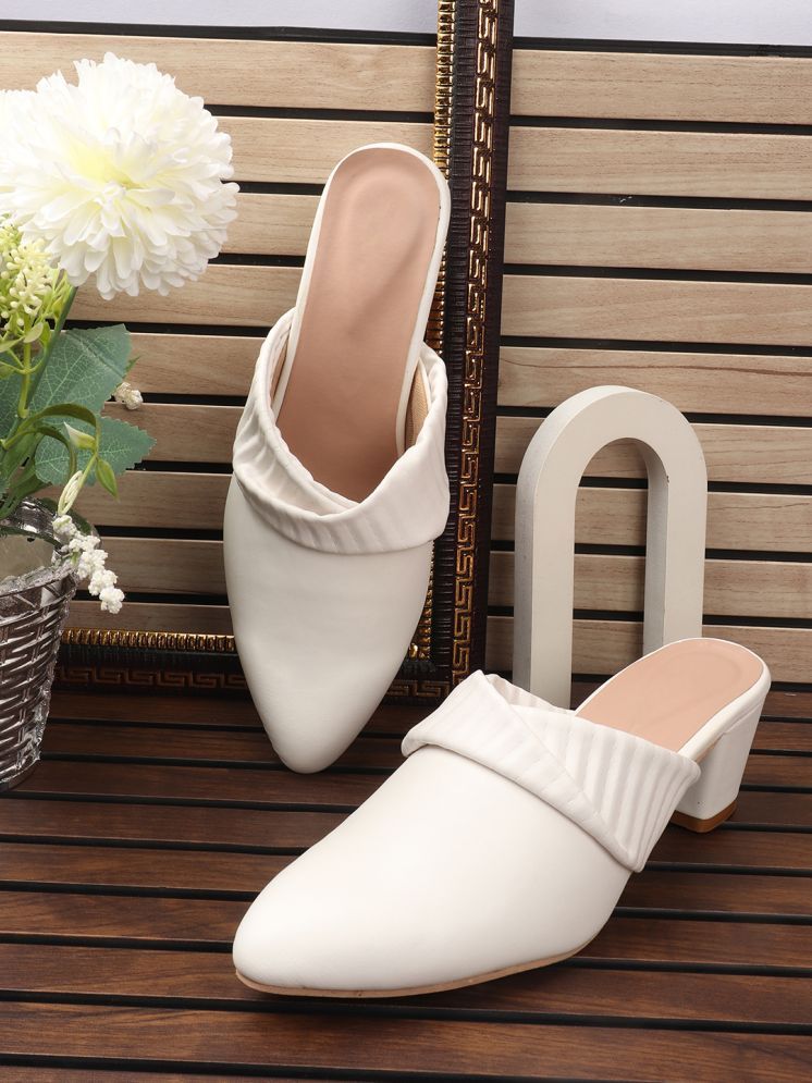     			Carrito White Women's Mules Heels