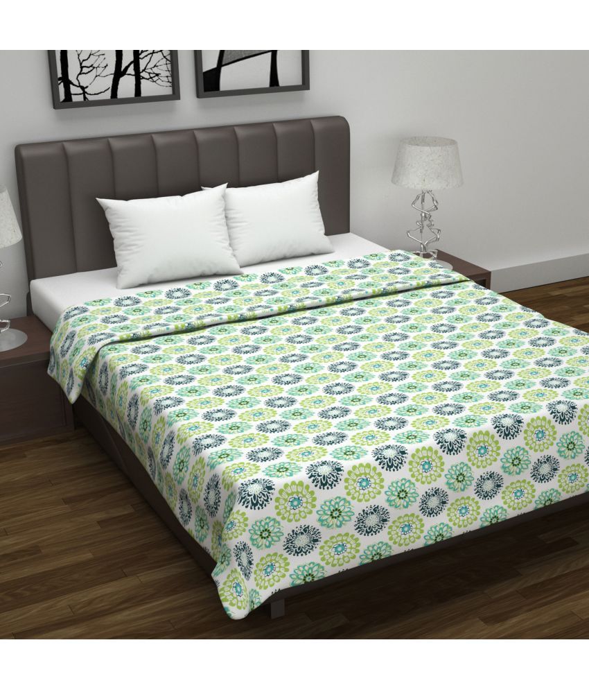     			DIVINE CASA Cotton Floral Printed Double Bed Blanket ( 220 cm x 205 cm ) - Blue ( Pack of 1 )