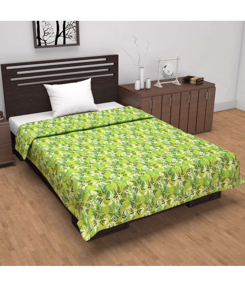     			DIVINE CASA Cotton Floral Printed Single Bed Blanket ( 210 cm x 140 cm ) - Green ( Pack of 1 )