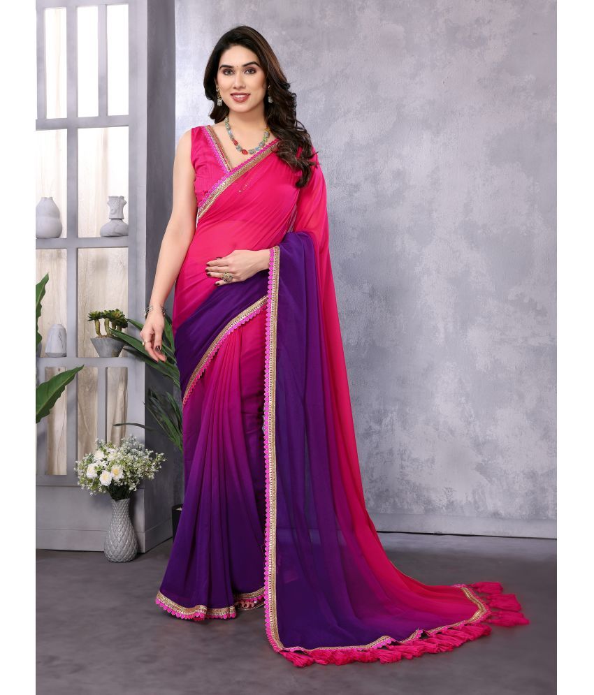     			Fashionfricks Pack of 1 Georgette Self Design Saree With Blouse Piece ( Magenta )