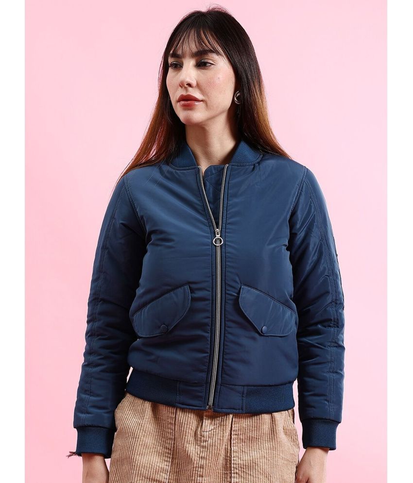     			Freehand - Cotton Blend Blue Bomber Jackets