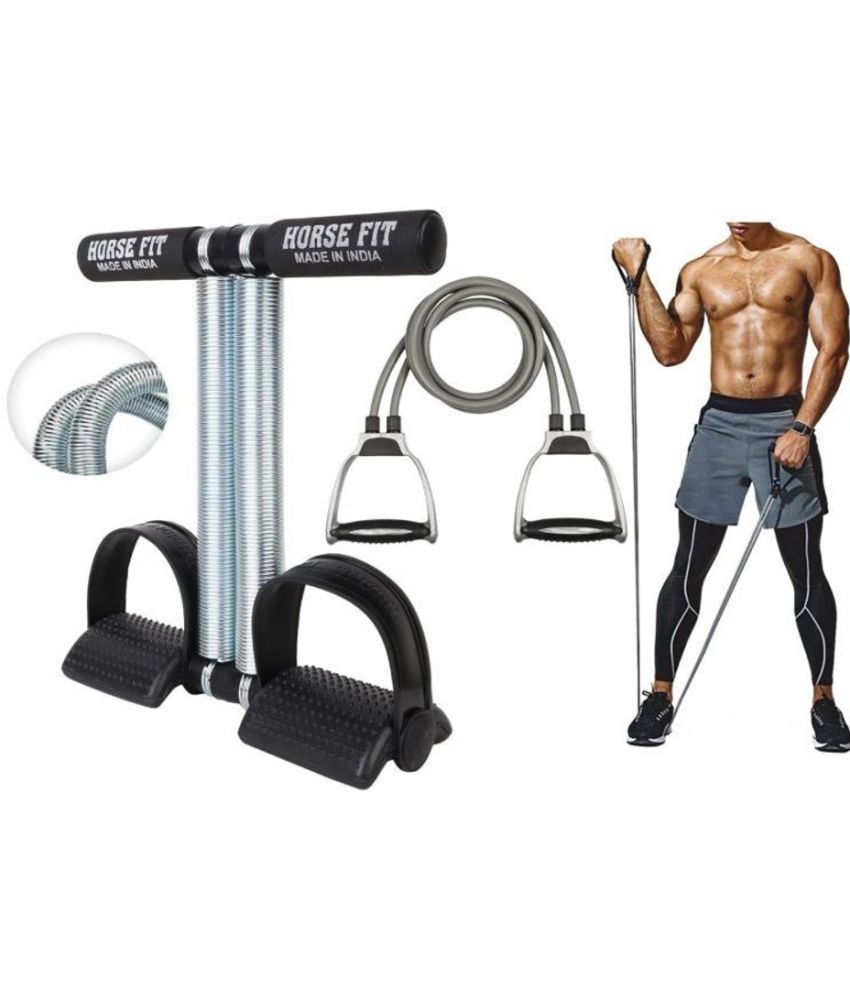     			HORSE FIT Double Spring Tummy Trimmer Ab Exerciser and Double Toning Tube for Men and Women - Abs Exercise & Body Toner Equipment for Home Use. Gym & Fitness Kit.