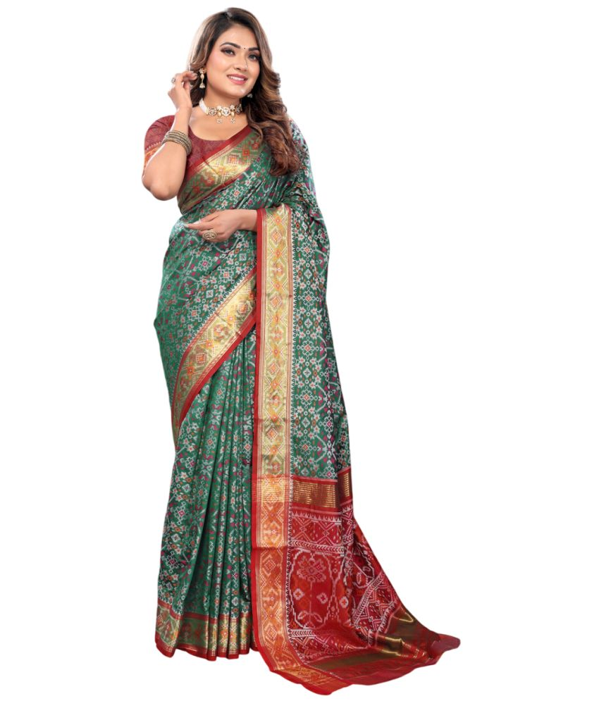     			KOMAL NX Pack of 1 Art Silk Woven Saree With Blouse Piece ( Green )