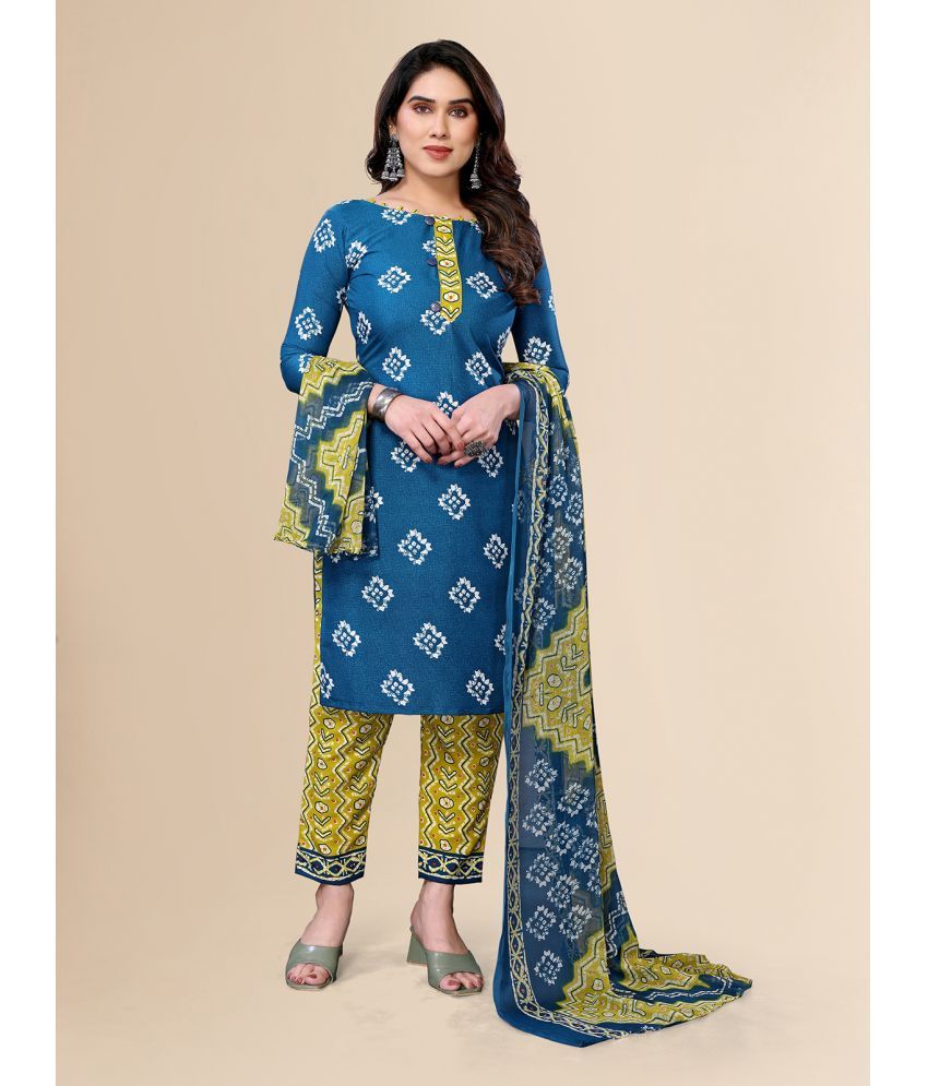     			Kashvi Unstitched Crepe Printed Dress Material - Blue ( Pack of 1 )