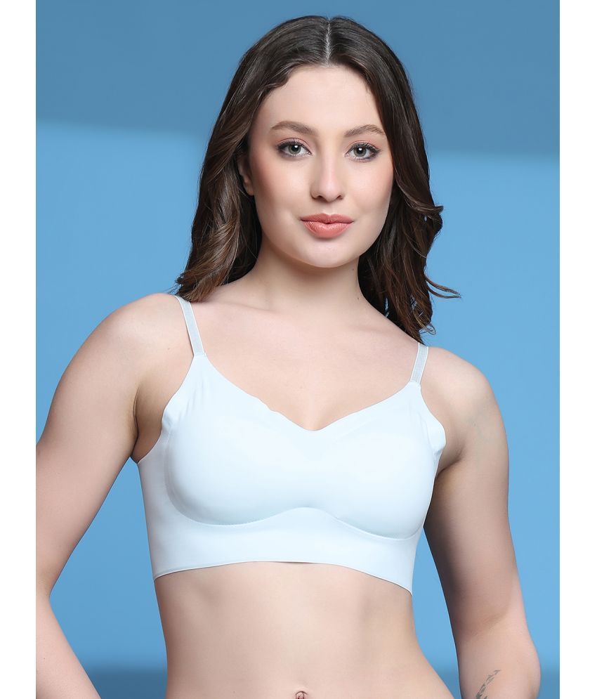     			PrettyCat Pack of 1 Nylon Lightly Padded Bralette Bra For Women ( Light Blue )