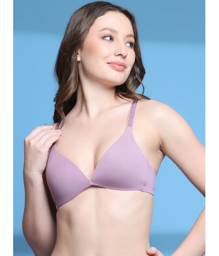     			PrettyCat Pack of 1 Polyester Lightly Padded Plunge Bra For Women ( Mauve )