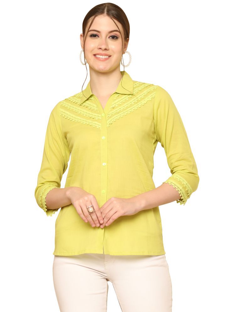     			Rajnandini Green Cotton Women's Regular Top ( Pack of 1 )