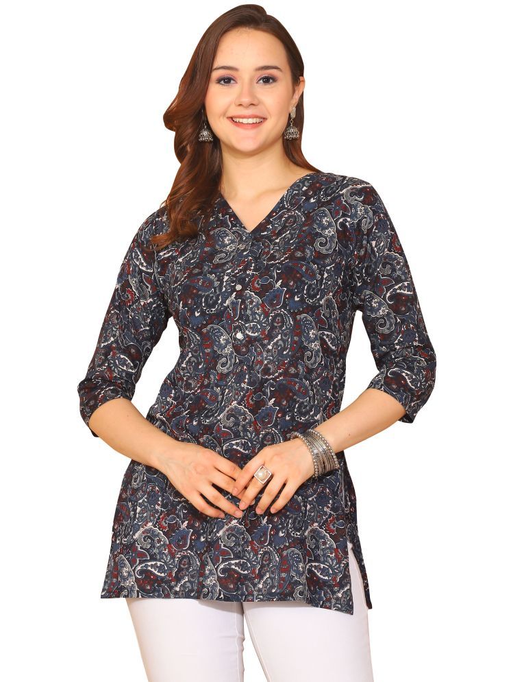     			Rajnandini Pack of 1 Cotton Printed Straight Women's Kurti - ( Black )