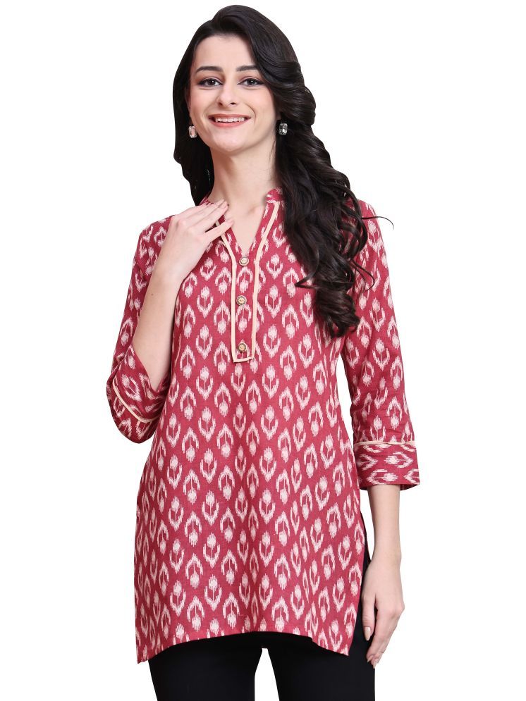     			Rajnandini Pack of 1 Cotton Printed Straight Women's Kurti - ( Maroon )