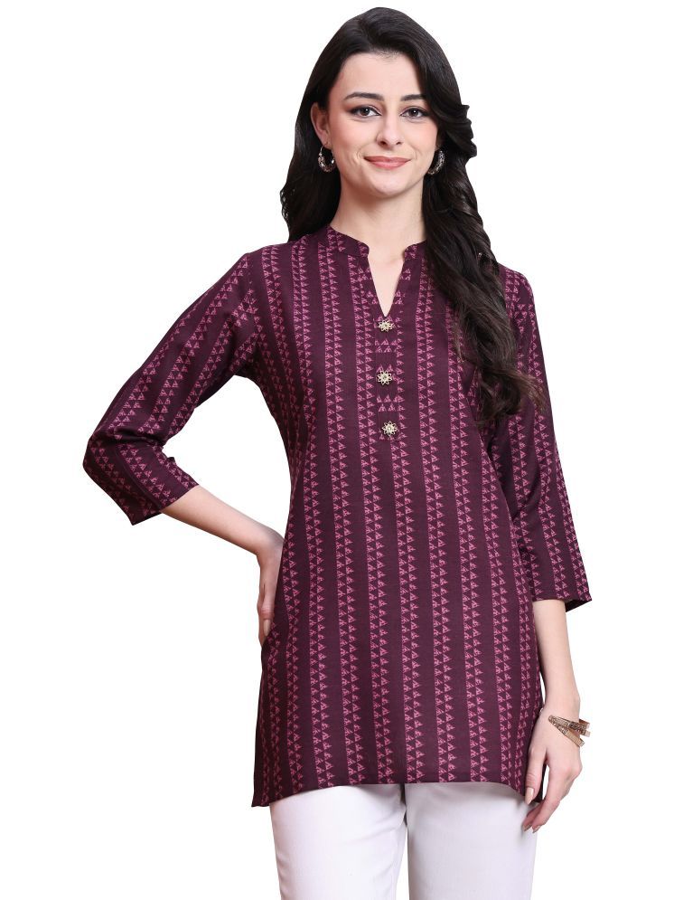     			Rajnandini Pack of 1 Cotton Printed Straight Women's Kurti - ( Wine )