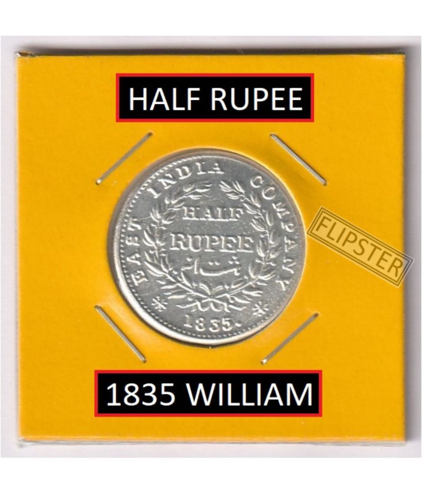     			Rare Half Rupee 1835 William IIII, old British India Silverplated Coin Collection