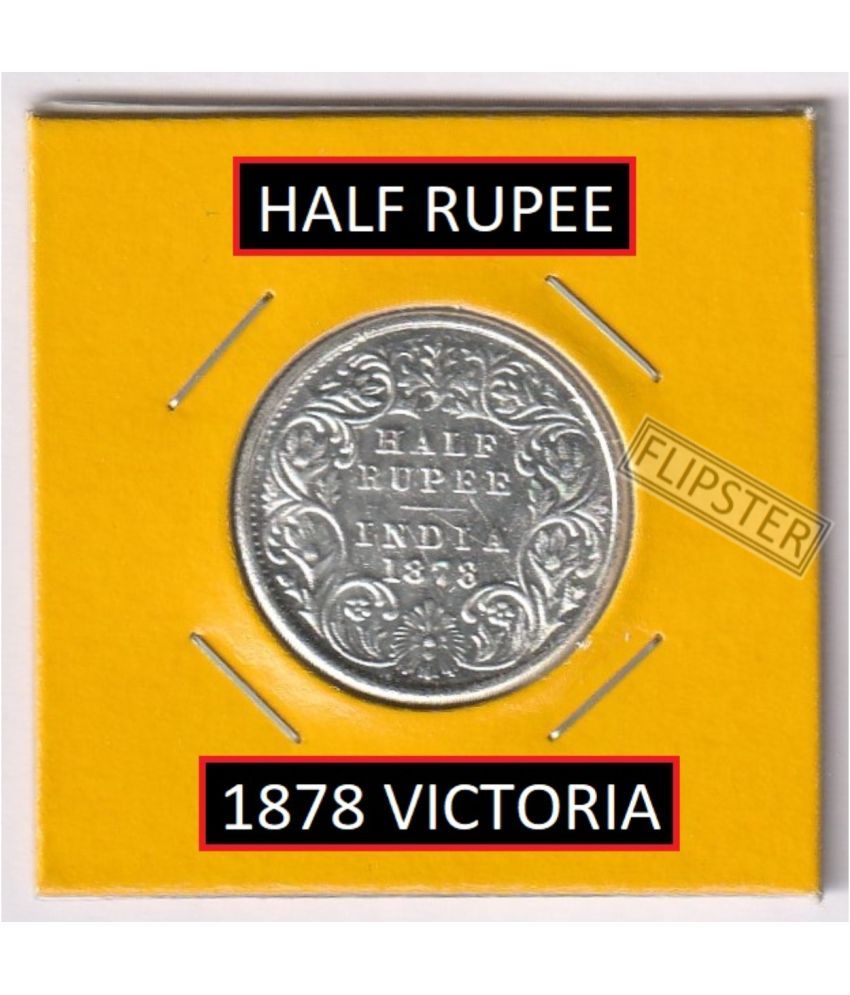     			Rare Half Rupee 1878 Victoria, old British India Silverplated Coin Collection