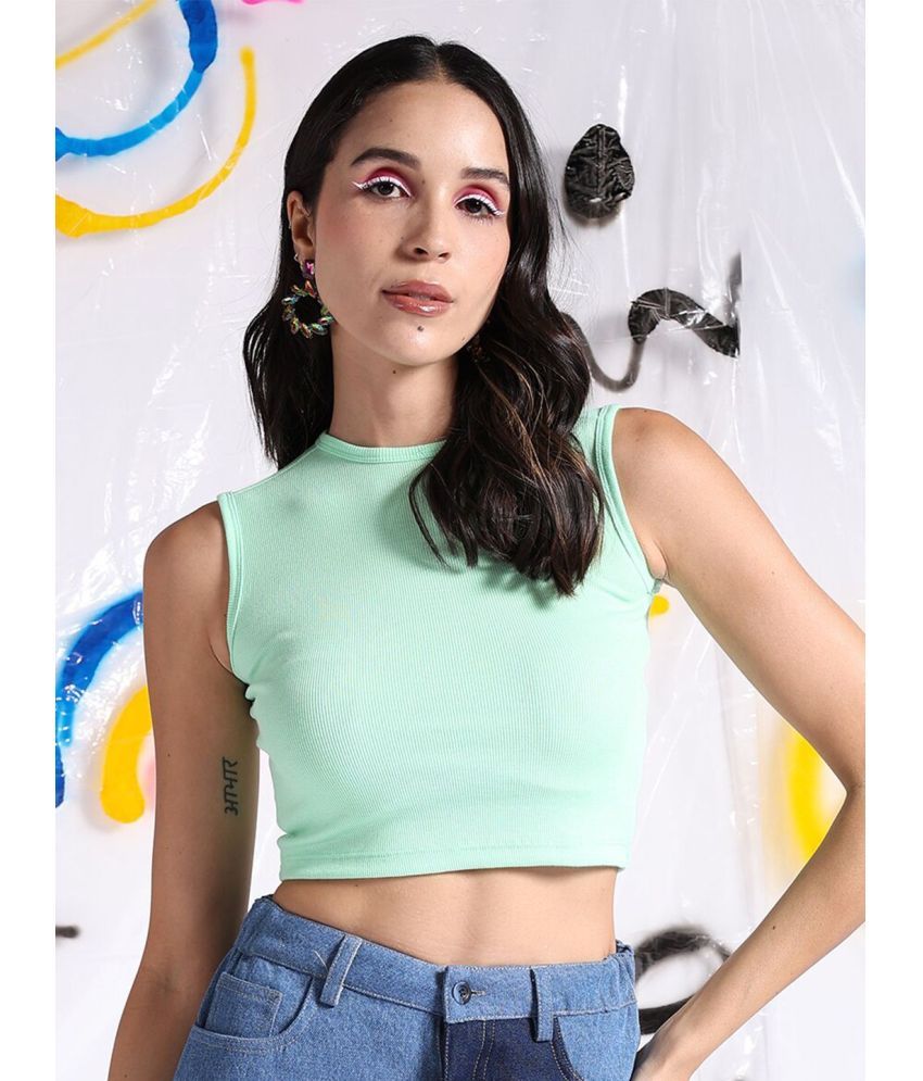     			Freehand Green Polyester Women's Crop Top ( Pack of 1 )