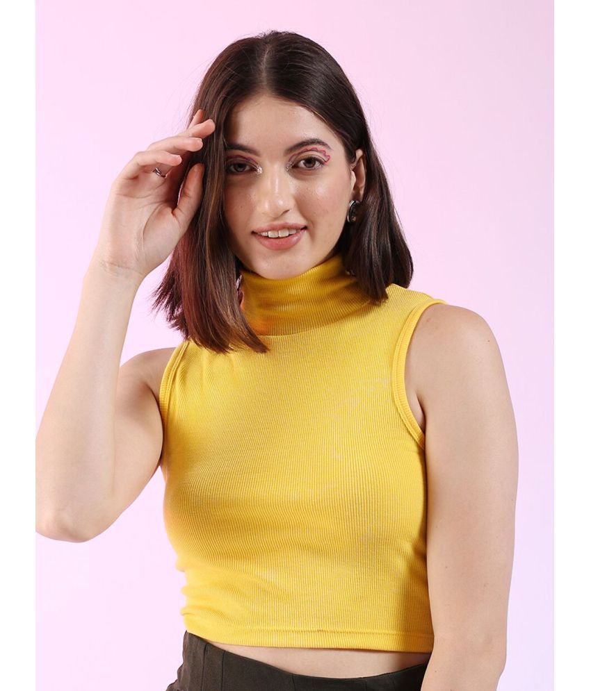     			Freehand Yellow Polyester Women's Crop Top ( Pack of 1 )