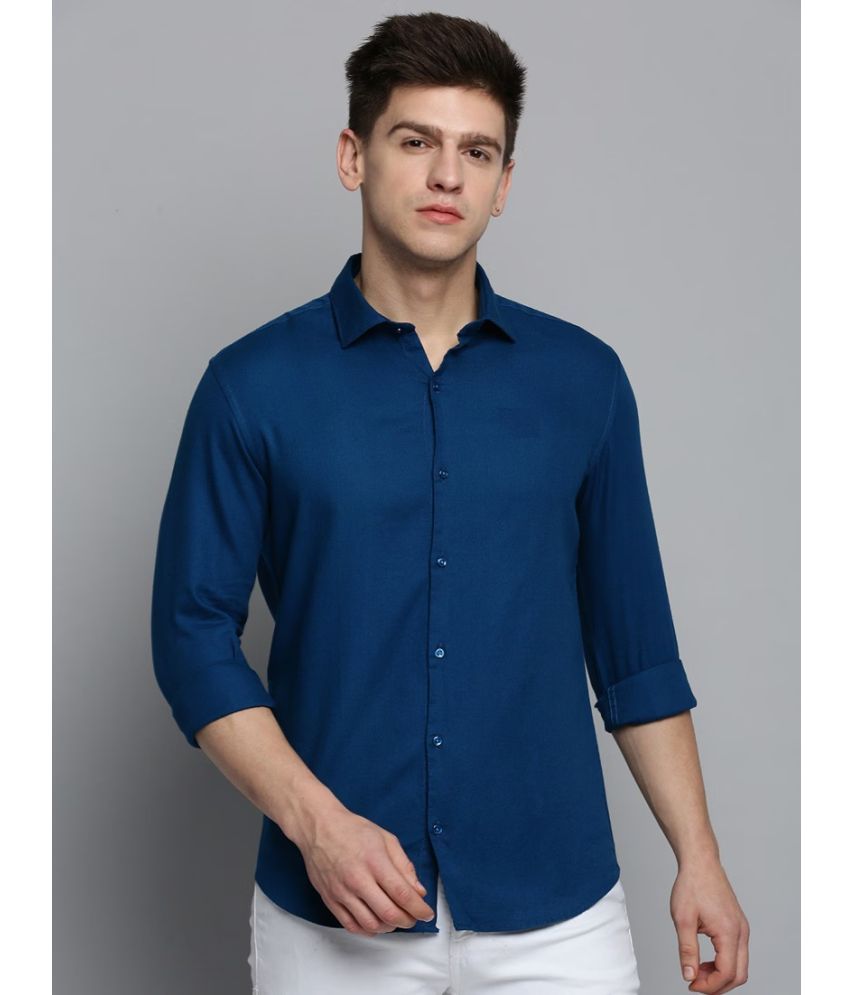     			Spain Style Poly Cotton Regular Fit Solids Full Sleeves Men's Casual Shirt - Navy ( Pack of 1 )