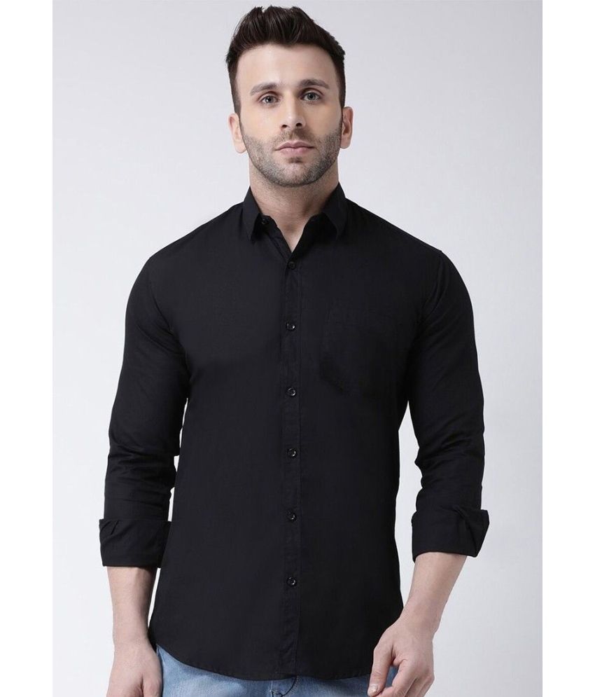     			Spain Style Poly Cotton Regular Fit Solids Full Sleeves Men's Casual Shirt - Black ( Pack of 1 )