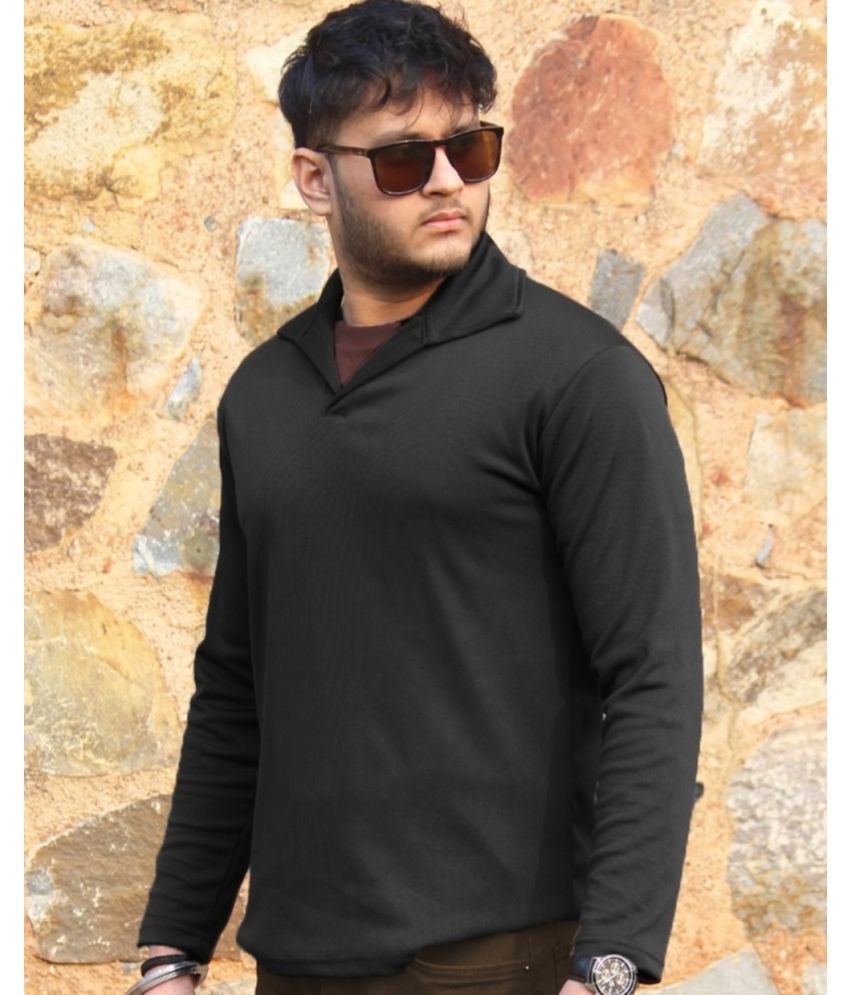     			VIOUR Pack of 1 Lycra Regular Fit Solid Full Sleeves Men's Polo T Shirt ( Black )