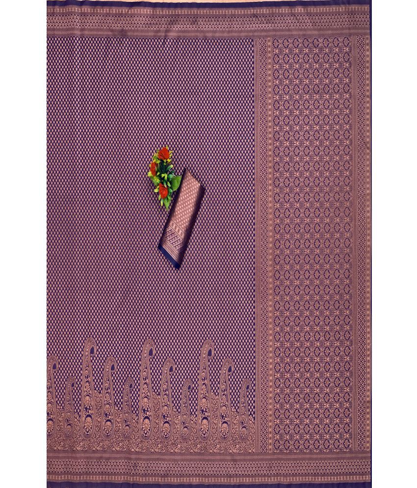     			Vividvibe Pack of 1 Kanjivaram Silk Self Design Saree With Blouse Piece ( Purple )