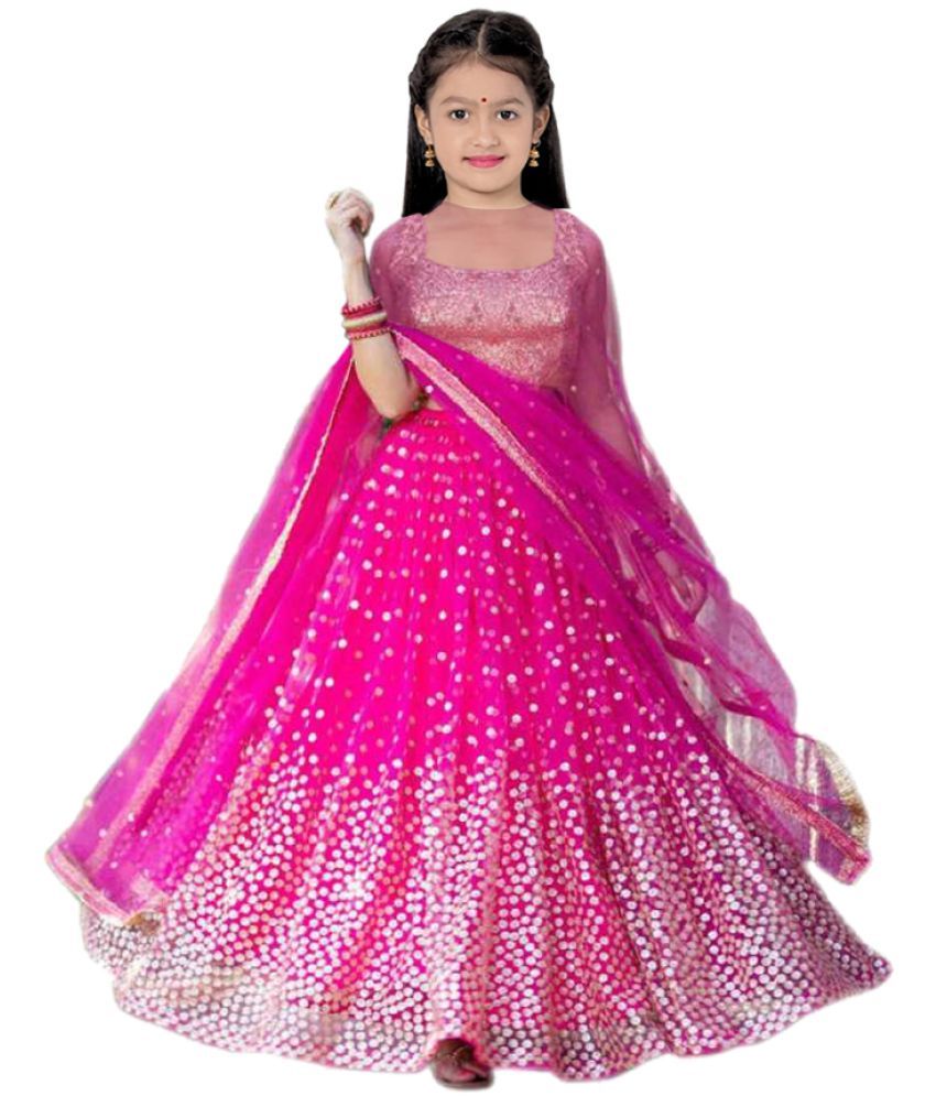     			piludi Net Lehenga Choli Set For Girls ( Pack of 1 , Multicolor )