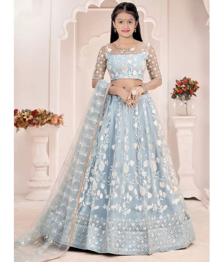     			piludi Net Lehenga Choli Set For Girls ( Pack of 1 , Sky Blue )