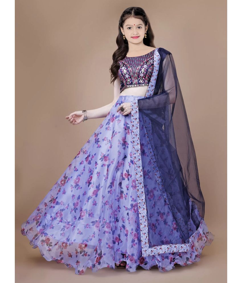     			piludi Organza Lehenga Choli Set For Girls ( Pack of 1 , Lavender )