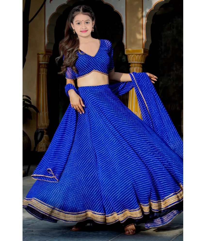     			piludi Silk Lehenga Choli Set For Girls ( Pack of 1 , Blue )