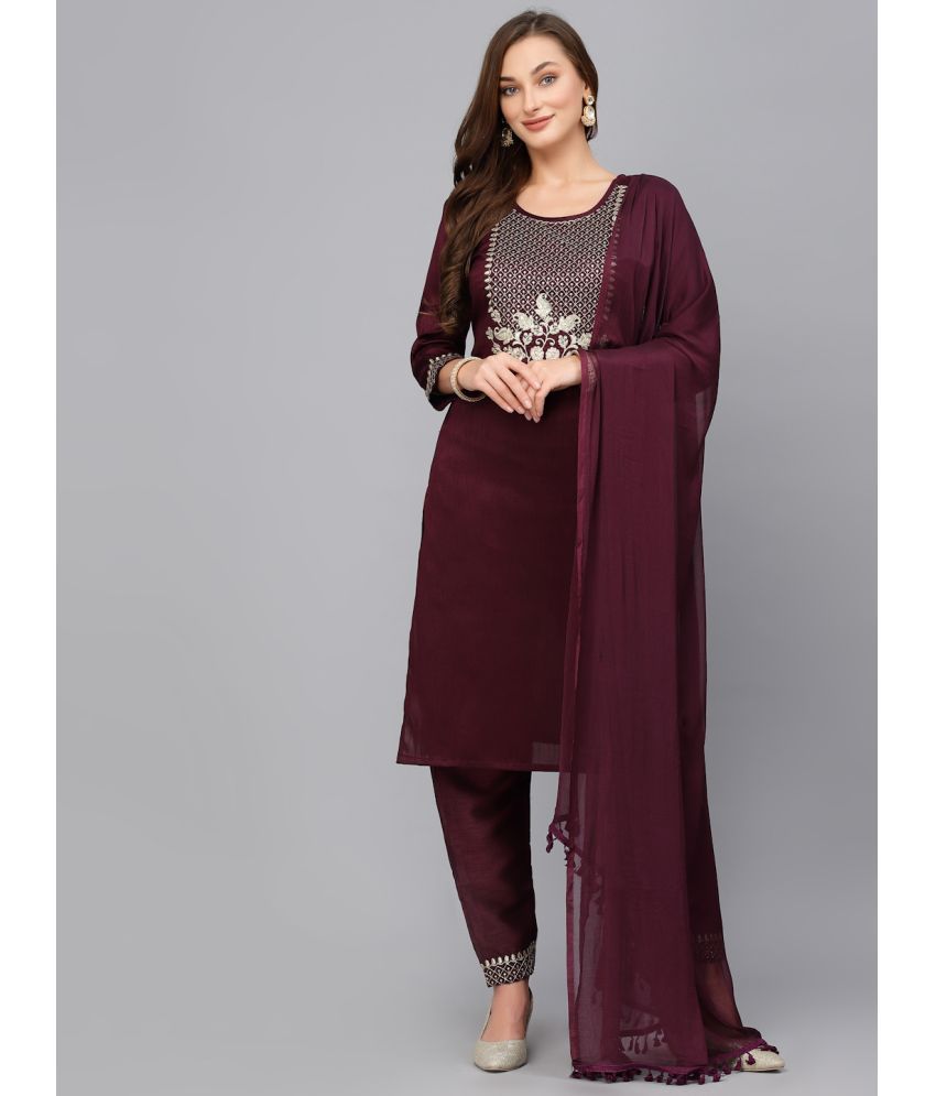     			piludi Viscose Solid Kurti With Pants Women's Stitched Salwar Suit - Purple ( Pack of 1 )