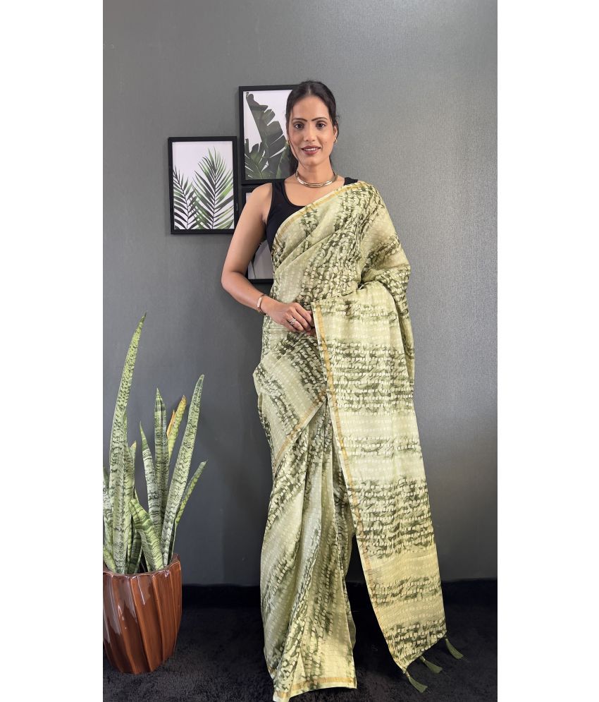     			A TO Z CART Pack of 1 Chiffon Printed Saree With Blouse Piece ( Green )