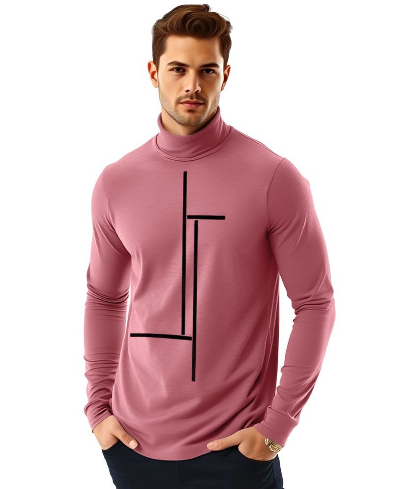     			AOOSH Cotton Blend Regular Fit Printed Full Sleeves Men's High Neck T-Shirt - Peach ( Pack of 1 )