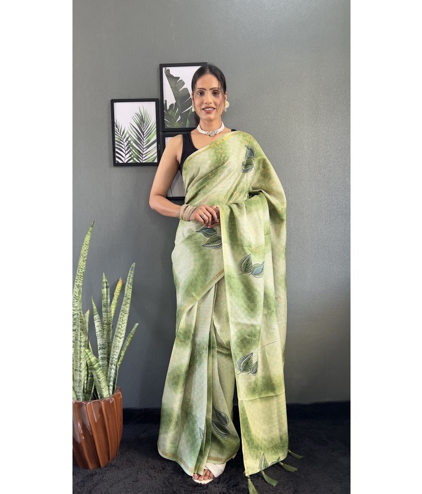     			Aika Pack of 1 Chiffon Printed Saree With Blouse Piece ( Green )