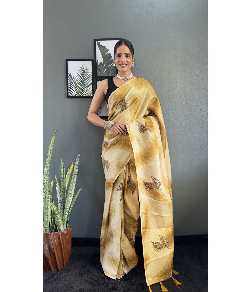     			Aika Pack of 1 Chiffon Printed Saree With Blouse Piece ( Yellow )