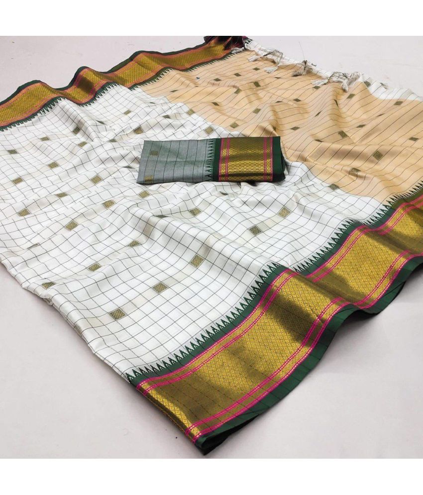     			Aika Pack of 1 Cotton Silk Checks Saree With Blouse Piece ( Green )