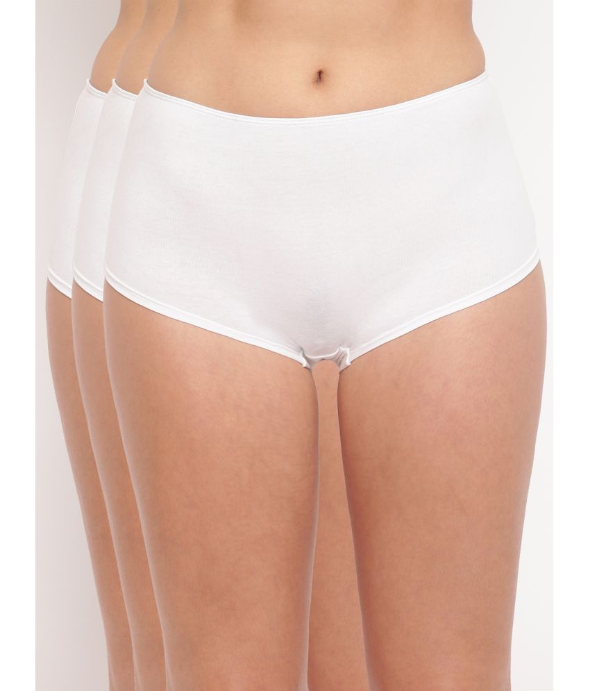     			BASIICS By La Intimo Pack of 3 Cotton Boy Shorts For Women ( White )