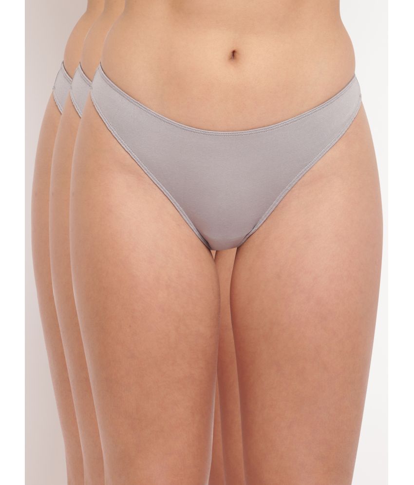     			BASIICS By La Intimo Pack of 3 Cotton Bikini For Women ( Grey )