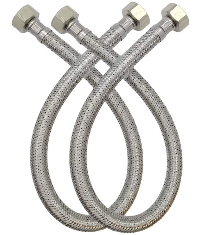     			COSWARE 30" Inches 304 Grade Braided Stainless Steel Connection Pipe Hose Pipe for Wash Basin, kitchen Sink, Geyser (Pack of 2)