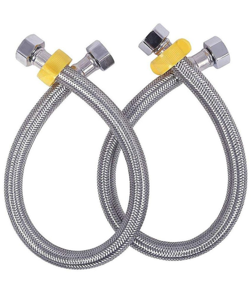     			COSWARE 30" Inches Connection Pipe | Stainless Steel Heavy Duty Connection Pipe | Suitable For Geysers, Countertop Faucets/Water Taps | (Set Of 2), Silver