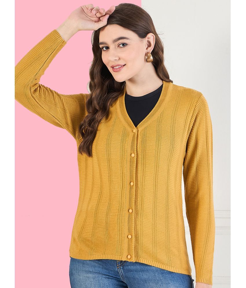     			Clapton Woollen V Neck Women's Buttoned Cardigans - Yellow ( )