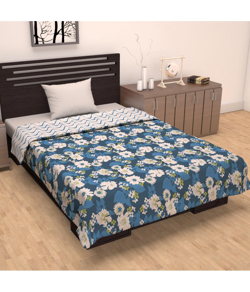     			DIVINE CASA Microfiber Floral Single Bed Dohar - Blue ( )