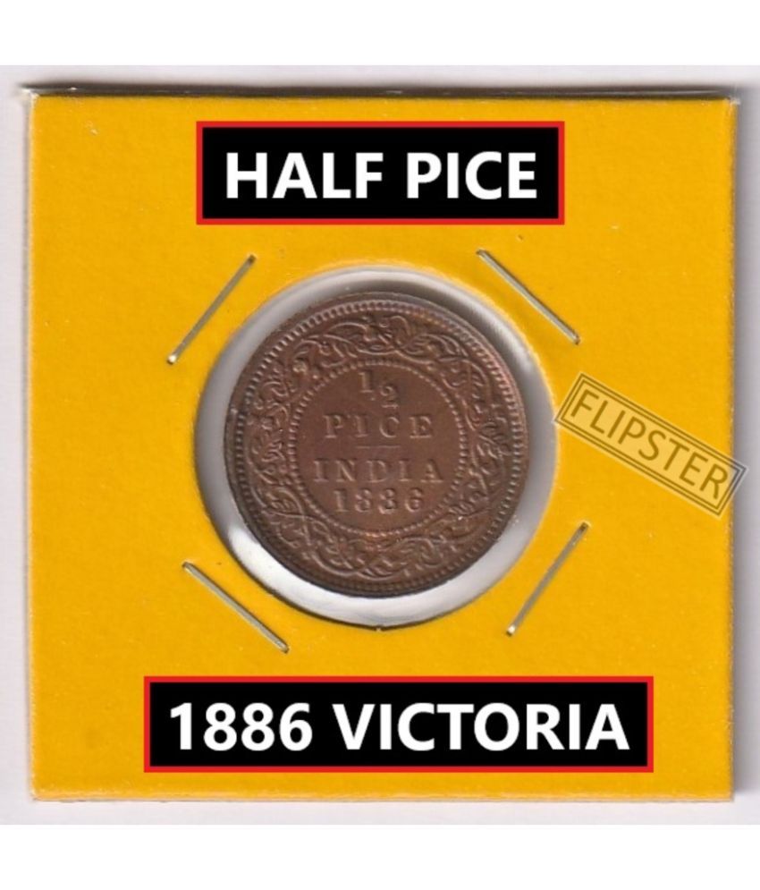     			**Extremely Rare** 1/2 Pice 1886 Victoria, old British India Coin Collection